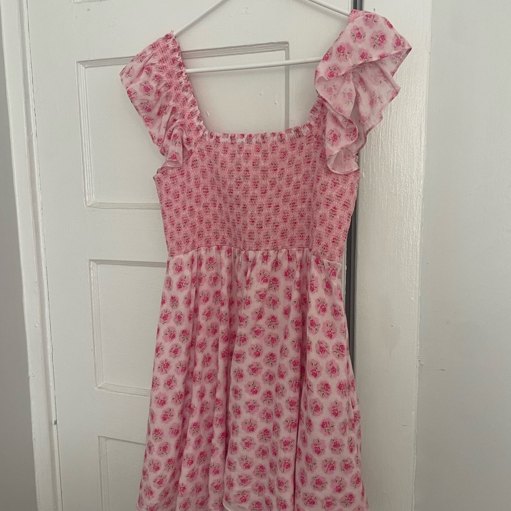 LoveShackFancy Pink and White Smocked Ruffled Sundress - Picture 2 of 3